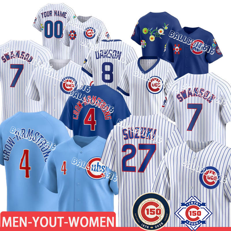 Cubs Jersey 150th Anniversary Crow-Armstrong Seiya Suzuki Dansby Swanson Ian Happ Shota Imanaga Kyle Tucker Cody Bellinger Justin Steele ChiIcago Baseball Jerseys