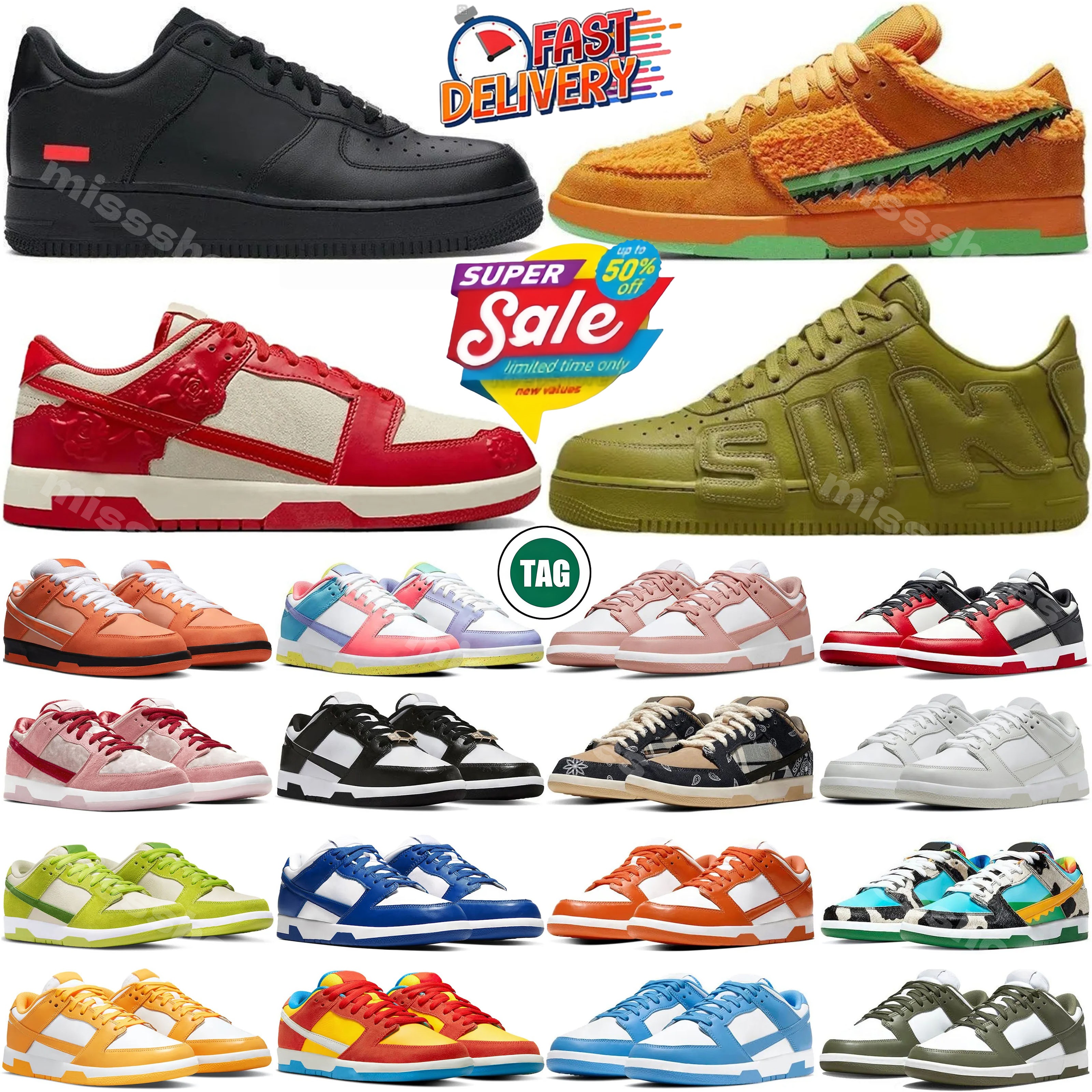 Designer Low Casual Shoes Mens Women trainers Sneakers Stranger Things Nardwuar Valentine's Day Baroque Brown Adobe Roses Khaki Leopard Krampus White Black Gum