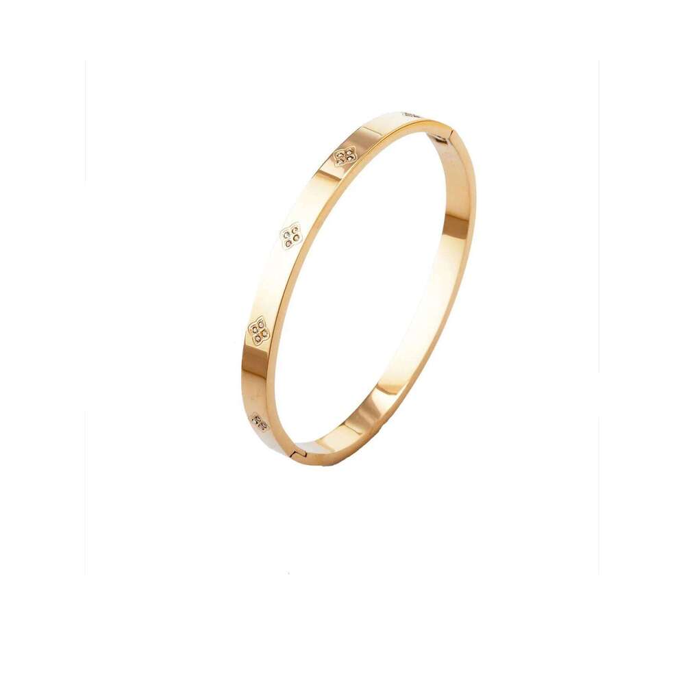 Jewellery Bracelet Stainless Steel Gold Plated Korean Light Luxury with Horseshoe Buckle Four Leaf Clover Flower for Party Daily Wear Gift High Qualit - view 5