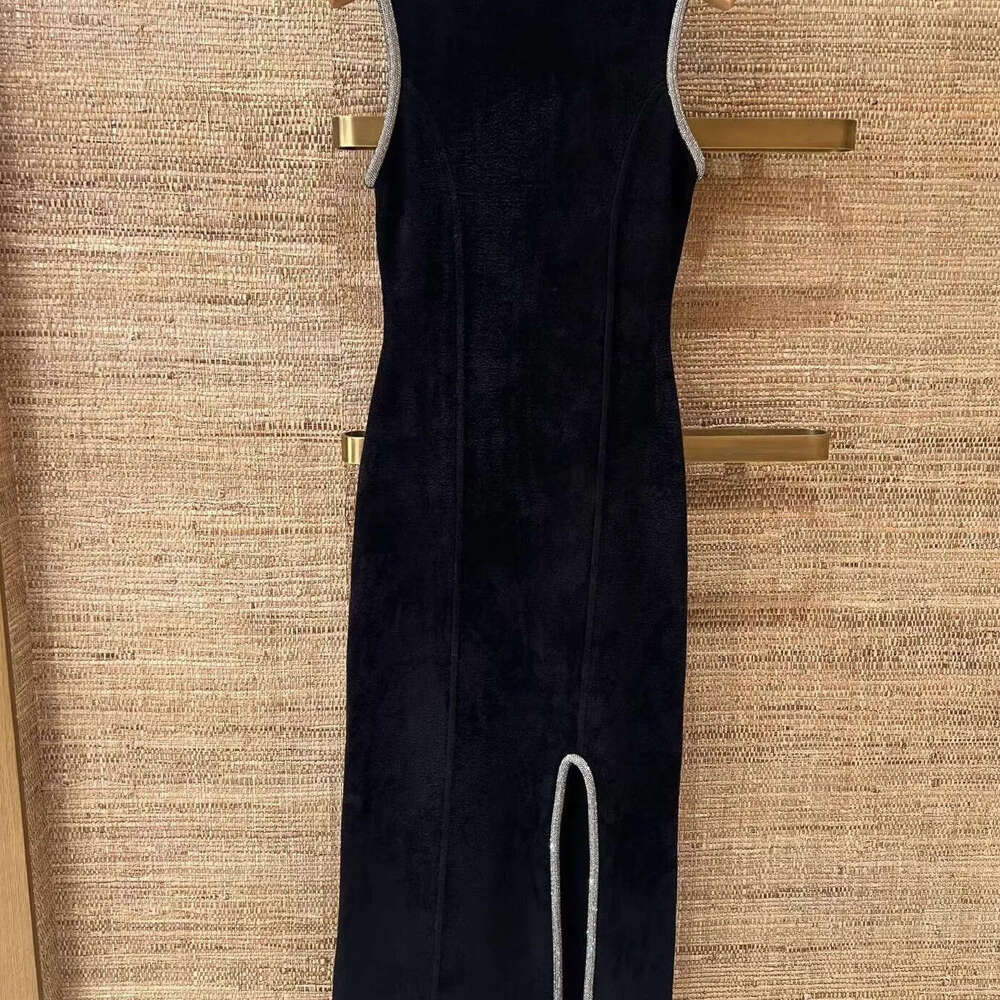 French Elegant 2026 Autumn Winter Hepburn Style Slit Slim Knitted Vest Dress for Women