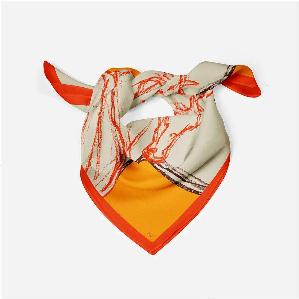 Women's diagonal scarf, horse drawn square scarf, wrapped headscarf, small headscarf, covered blanket, silk scarf, tie, headscarf, 53CM