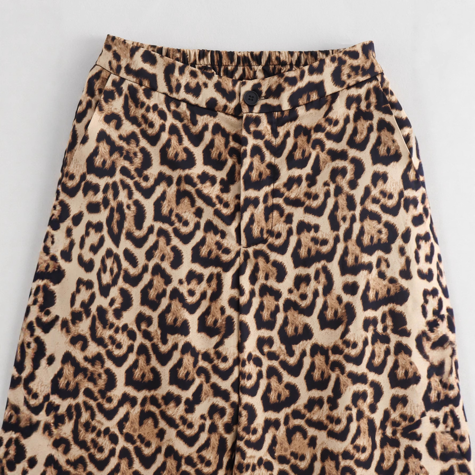 Custom Fashionable Leopard Print Color-Block Loose Straight Trendy Long Casual Pants