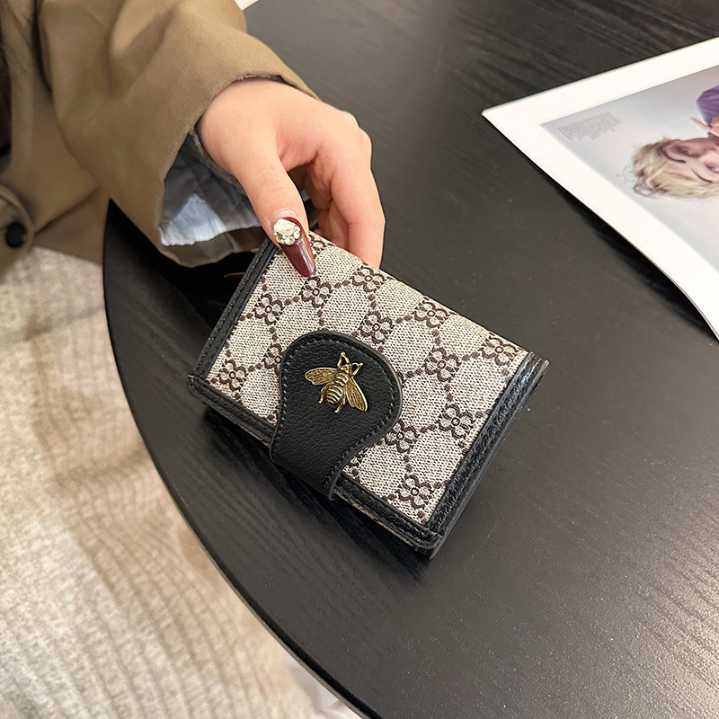 Ladies Purse Printed High-Grade Long Retro Bees High Appearance Level Short Multi Card Pocket Change Purse