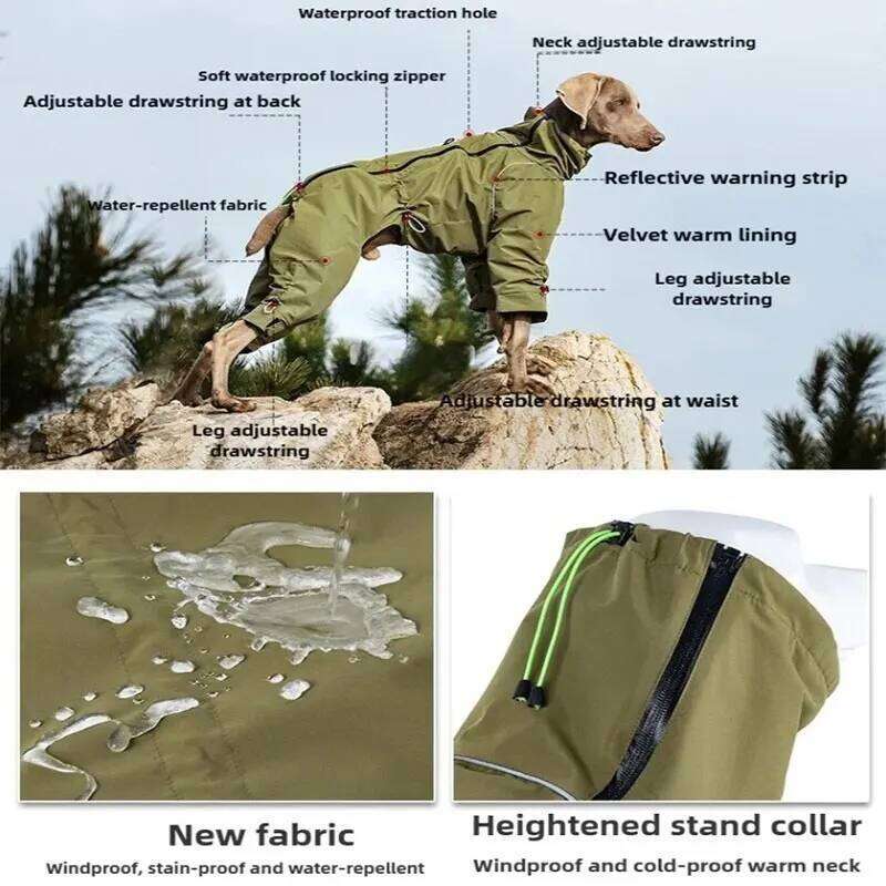 Famous brand Large Waterproof Winter Jumpsuit High Neck Full Coverage Outdoor Windproof Reflective Coat with Fleece Lining Dog Jacket pupakaIK