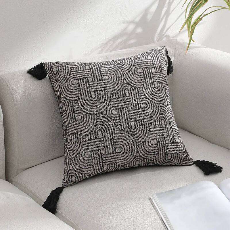 Geometric Tassel Cushion Cover Living Room Sofa Decorative Pillowcase Jacquard Soft Home Decor Retro Boho Style Funda Cojin