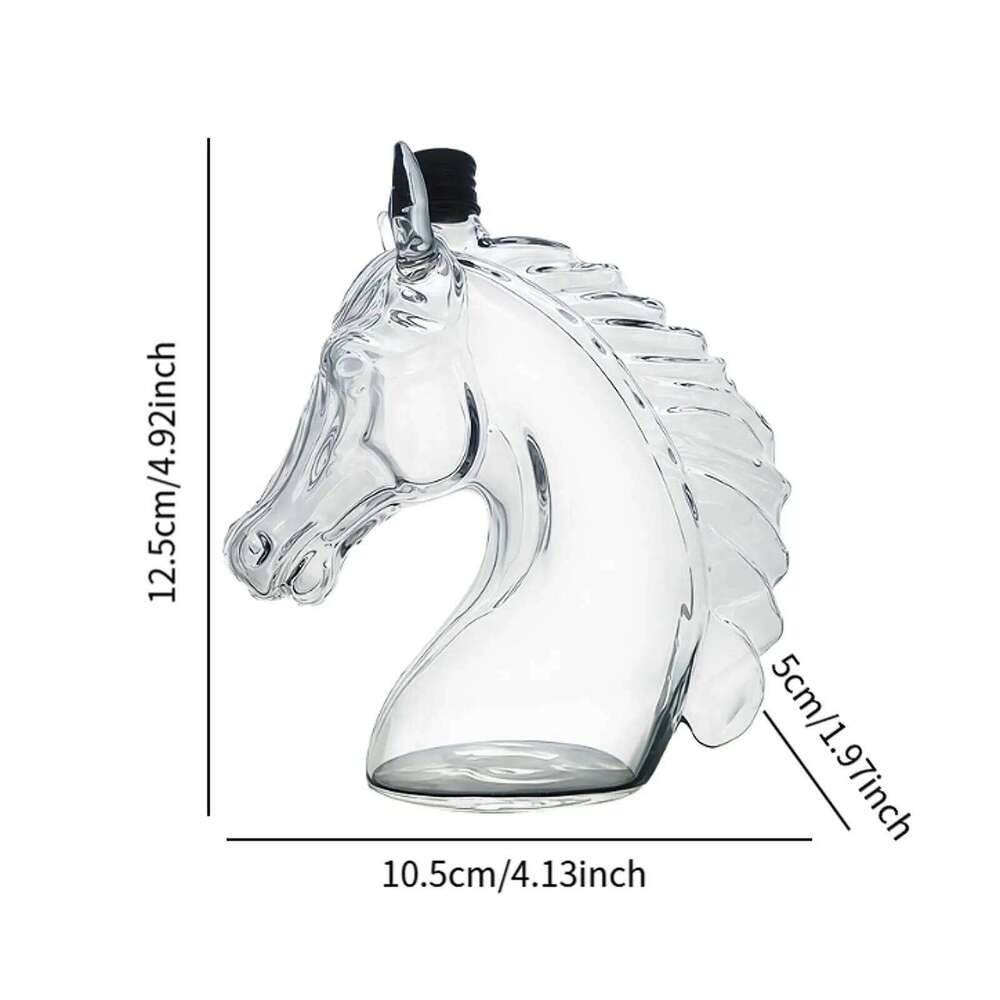 Engraved Horse Head Shape Glass Decanter Bourbon Brandy Unique Liquor Bottle Gift for Whiskey Lovers