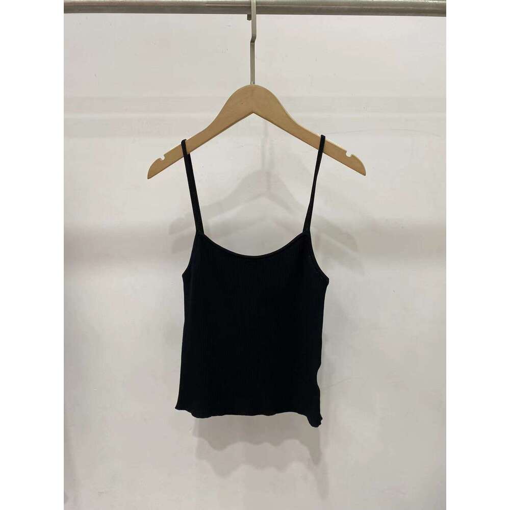 French Niche 2026 Early Autumn New Women's Fashion Elegant Black Slim Knitted Top Camisole Two-Piece Set M