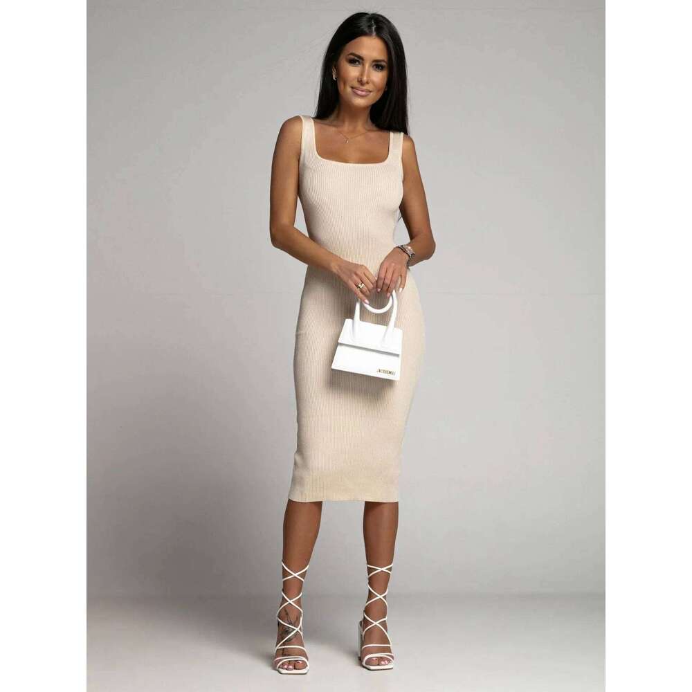 2024 Summer Sexy Women's Dress White Ribbed Bandage Long Dresses Female Clothing Trendy Fashion Elegant Skinny Ladies