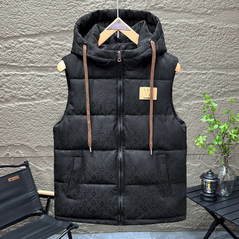 2024 Autumn Winter Couple Cotton Thickened Hooded Men's Vest Sleeveless Jacket
