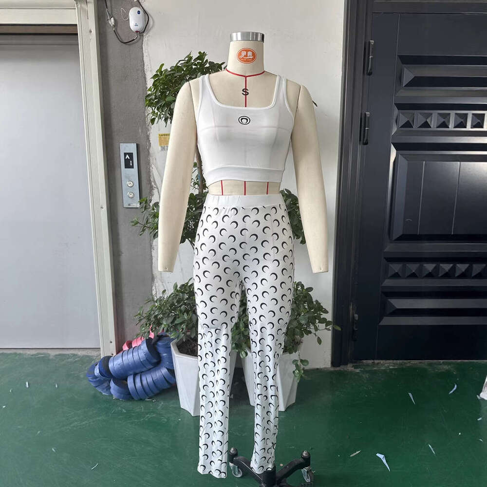 European American Cross-Border Amazon New Sexy Slimming Vest and Long Pants Fashion Crescent Print Two-Piece Set