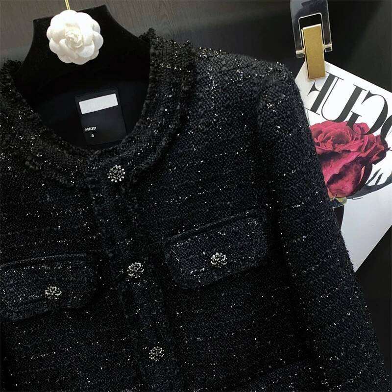Women S Short Jacket Spring Autumn High Grade Tweed Lady Casual Outerwear Solid Single Breasted Ladies High Quality Coat