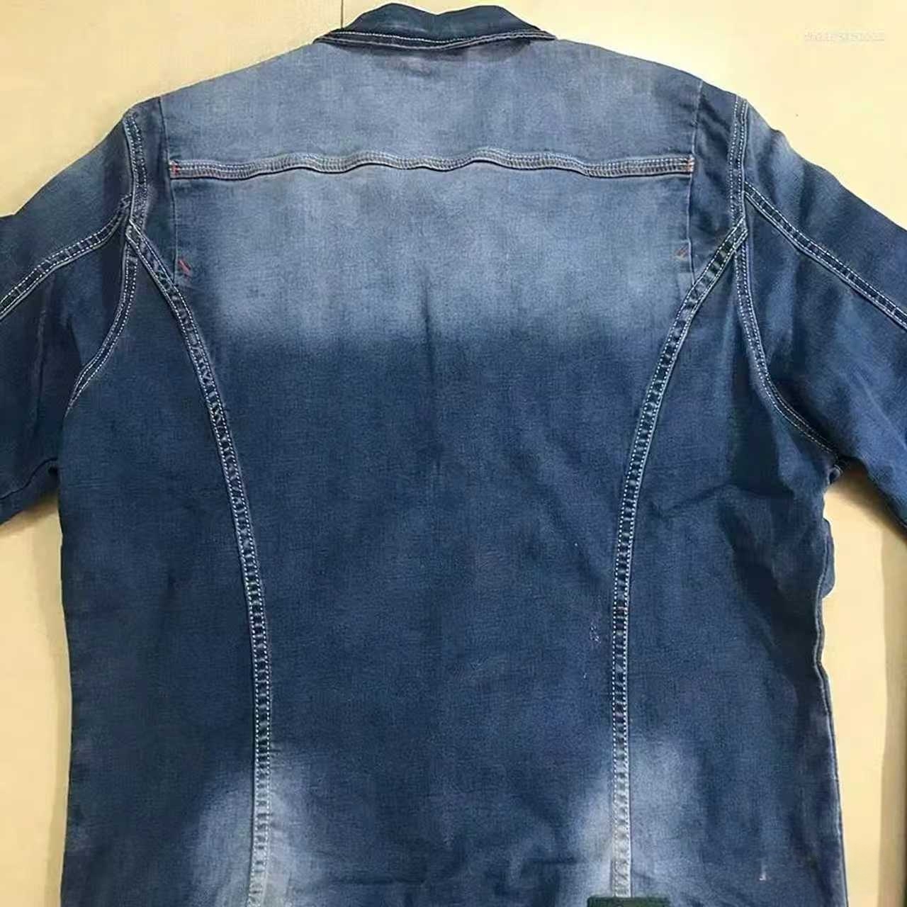 Men's Tracksuits Slim-Fit Denim Business Outfit Two Pieces Of Comfortable Stretch Fabric For Everyday Use Dark Blue Simple Design