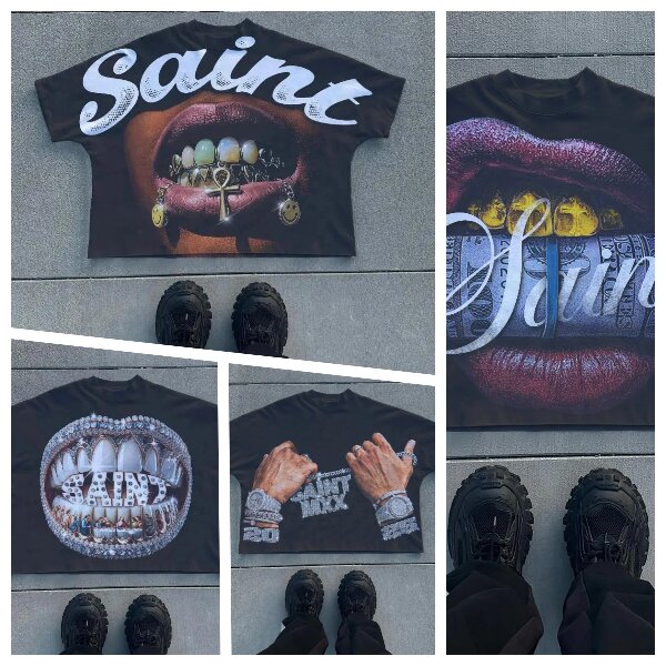 Women's T Shirts Hip Hop Punk Top Streetwear Retro Goth Oversized Shirt Loose Harajuku Men Women Graphic Round Neck Short Sleeves