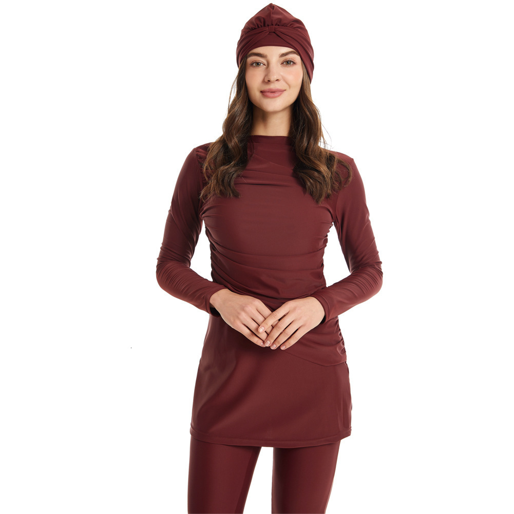 Modest Muslim Swimwear All Black Burkinis Islam Swimsuit Bikini Full Coverage Hijab Beachwear Swimwear Plus Size 3PCS 250313