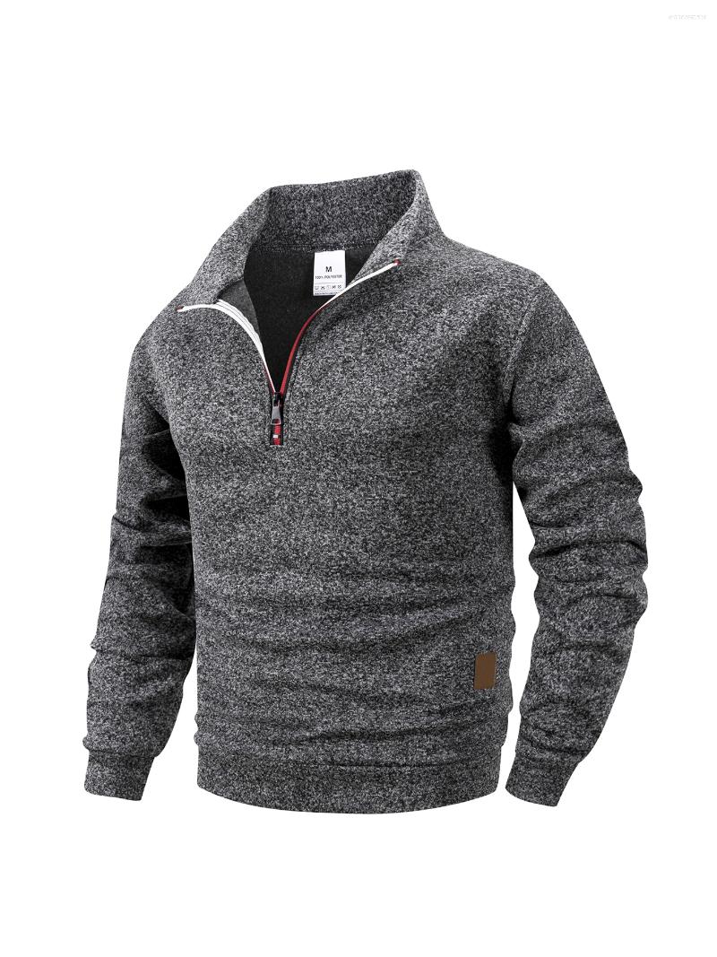 Men's Hoodies Men Sweatshirts Autumn Thicker Pullover Half Zipper Male Winter Solid Color Turtleneck Sweater Hoody Outdoor Sweatshirt