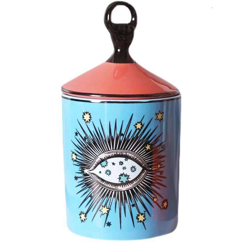 European Ceramic Candy Creative Eye Jewelry Scented Cotton Swab Box Home Desktop Decor Pen Holder Candle Jar