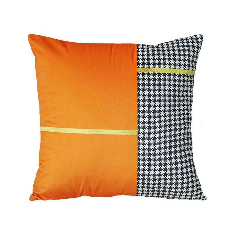 Nordic orange minimalist pillowcase, short plush print, sofa and living room decoration, pillowcase