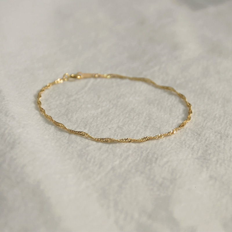 Charm Bracelets 14K Gold Filled Singapore Chain Bracelet Minimal Bracelet Handmade Jewelry Tarnish Resistant Jewelry Hypoallergenic Bracelets 231218