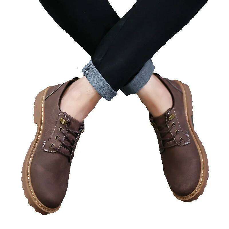 designer shoe martin chaussure for men autumn version british style business casual shoe red-brown khaki black retro workwear big toe boots versatile 