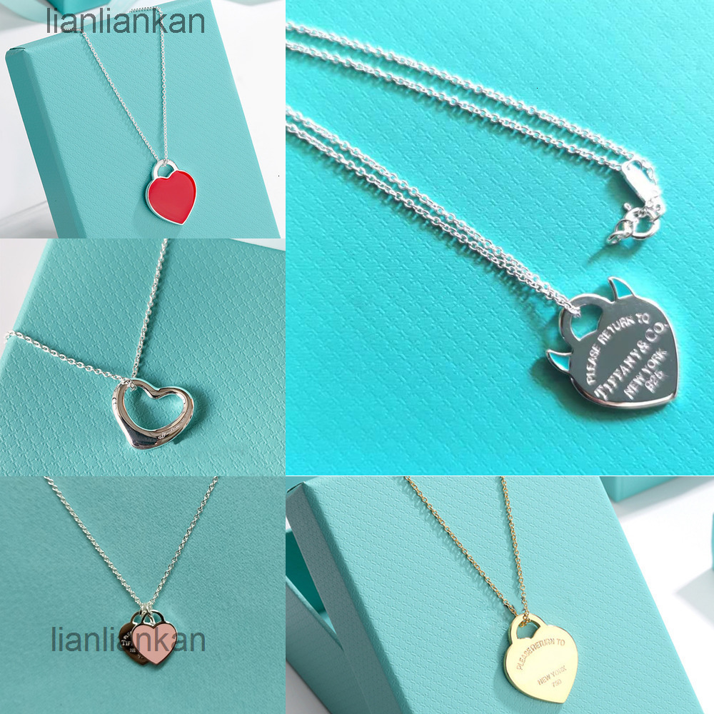 tiffamy and co designer necklaces tiff 925 silver necklace women gift box blue heart pendant female fashion jewelry exquisite craftsmanshi tiffanies tiffanyx 7CA3