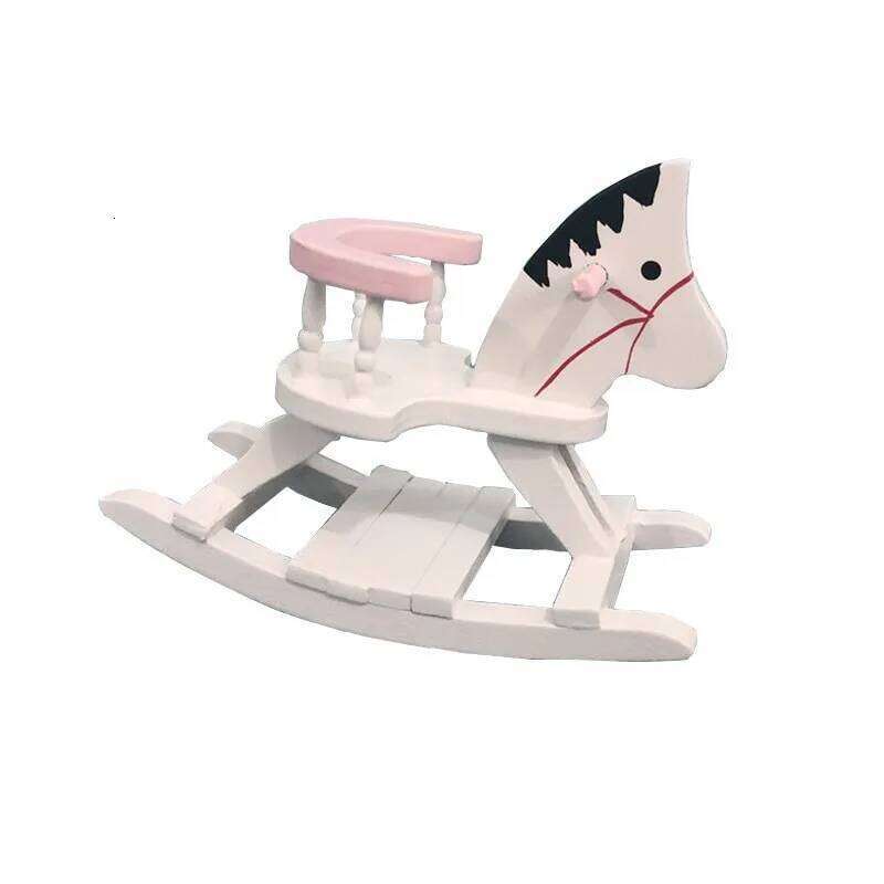 Household Children's Toy House Accessories Mini Wooden Rocking Chair Living Room Dining Bedroom Decoration Ornaments For Pretend Play And Micro S