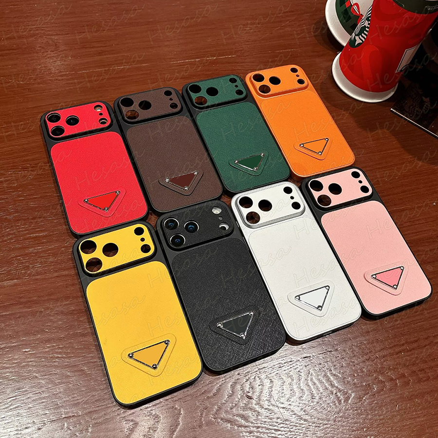 Top Trendy Cell Phone Case for iPhone 17 Air 16 15 Plus 14 13 Pro Max Tri-angle Letter Back Designer Leather Ultra Thin Shell iPhone15 16pro Luxury Bumper Coque Cover