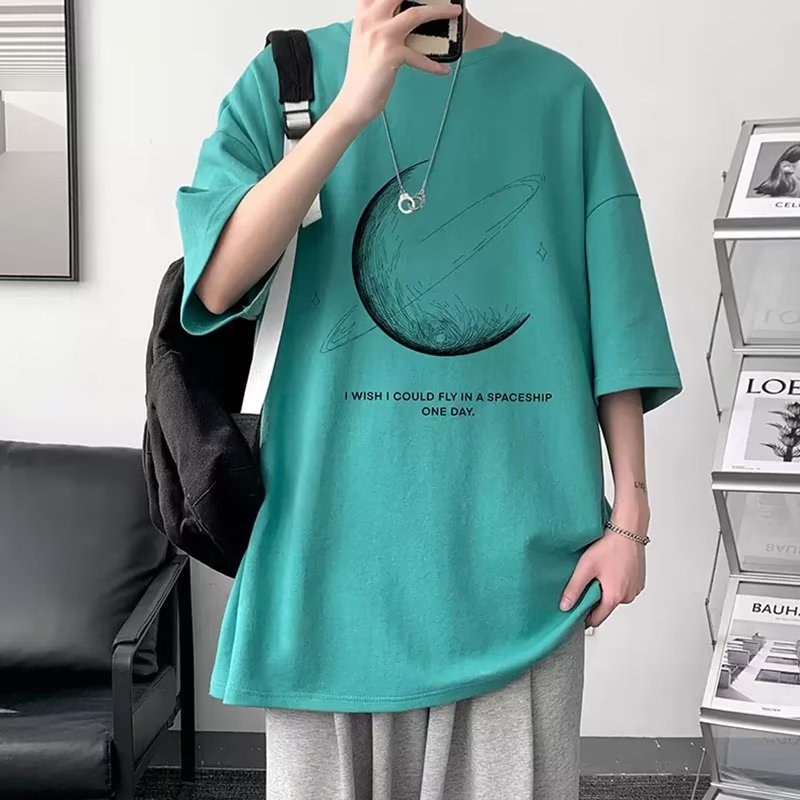 Summer New Arrival Oversized Short Sleeve T-shirt Men's Trendy Streetwear Casual Half Sleeve Tee Base Layer Top