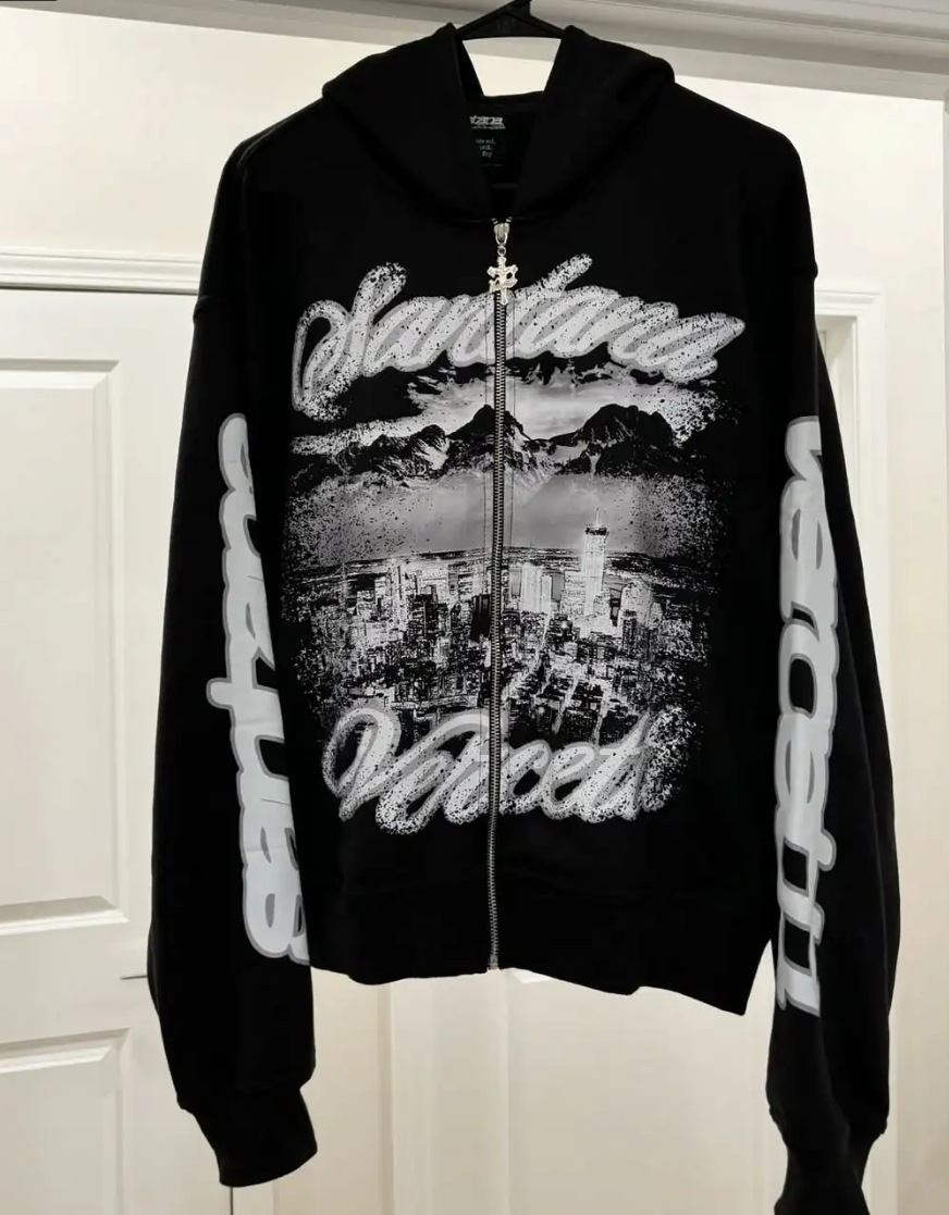 Y2K American Harajuku Street Dark Hip-Hop High Street Digital 3D Printed Zipper Hoodie Loose Sweatshirt 240822