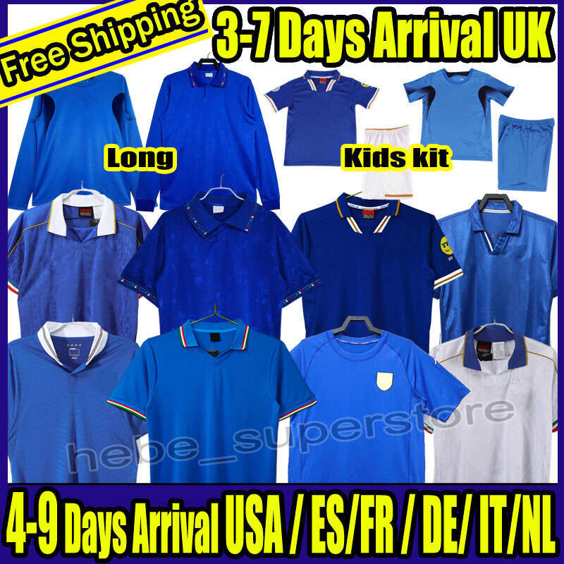 Italy Retro 1982 soccer Jerseys VIALLI 1985 86 1990 94 98 DE ROSSI DEL PIERO GATTUSO 2000 Long sleeve R. BAGGIO 2002 06 2012 MALDINI Italia Football Shirts kids kits