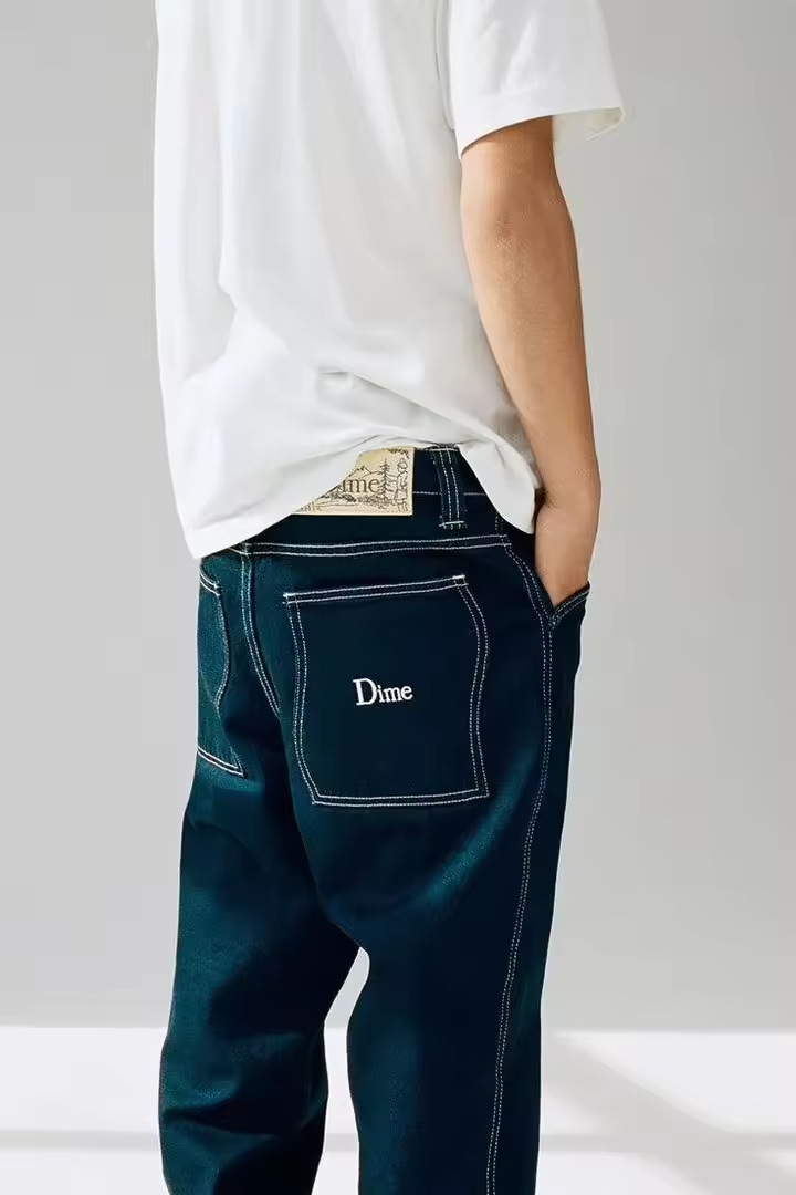 Men's Jeans Dime Baggy Jeans Street Style Skateboard Straight Loose Casual Denim Pants Low Waist Cotton Jeans Men's Long Trousers Hip Hop St