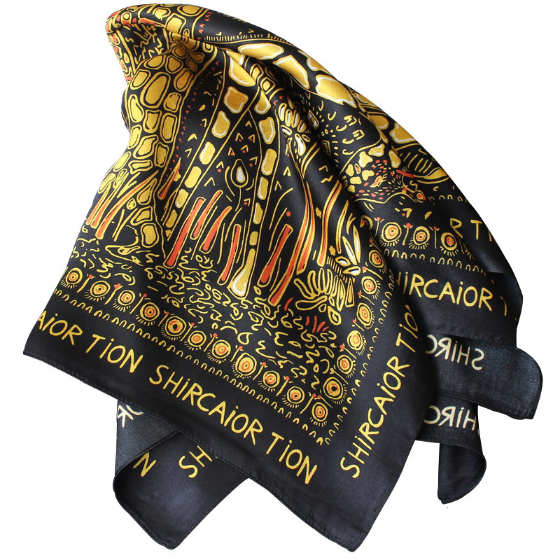 90cm Rabbit Horse Twill Silk Scarf Shawl Square Scarf Women Hijab Bandana Foulard Neckerchief Head Scarves 250213