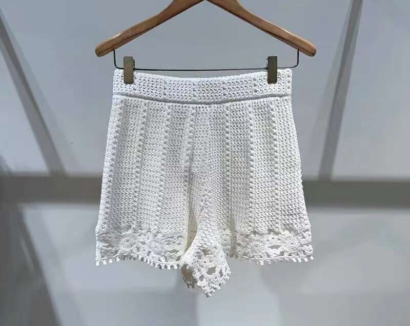 French Elegant 2026 Spring Summer New Crochet Sunflower Hollow Sleeveless Knitted Top + Shorts Set for Women