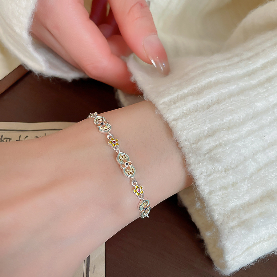 New Chinese Style Oil Drop Flower Unique Niche Design Bracelet Light Luxury High-end Sense Jewelry for Women - view 4