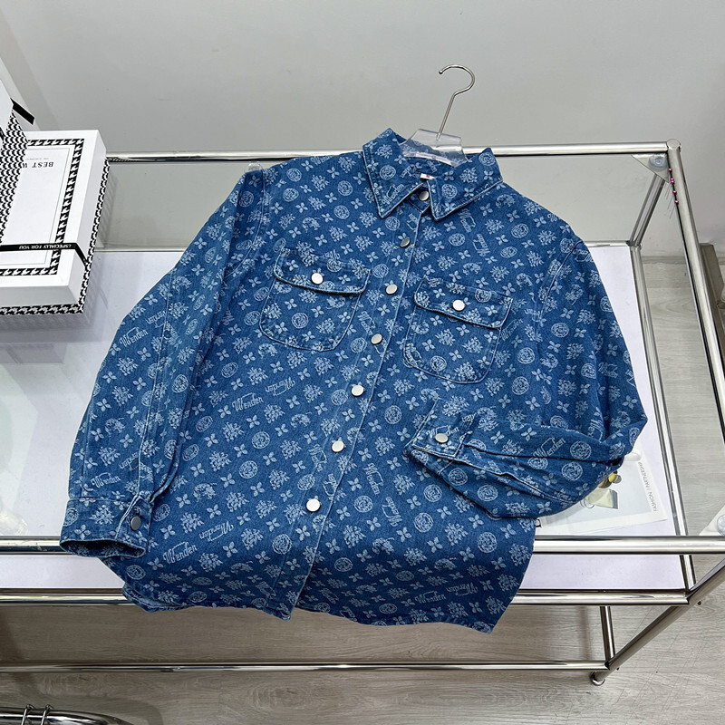 Luxury Brand Designer Clothes Real Shot 2025 Spring And Autumn New Loose Full Print Jacquard Denim Jacket For Women Casual Versatile Top