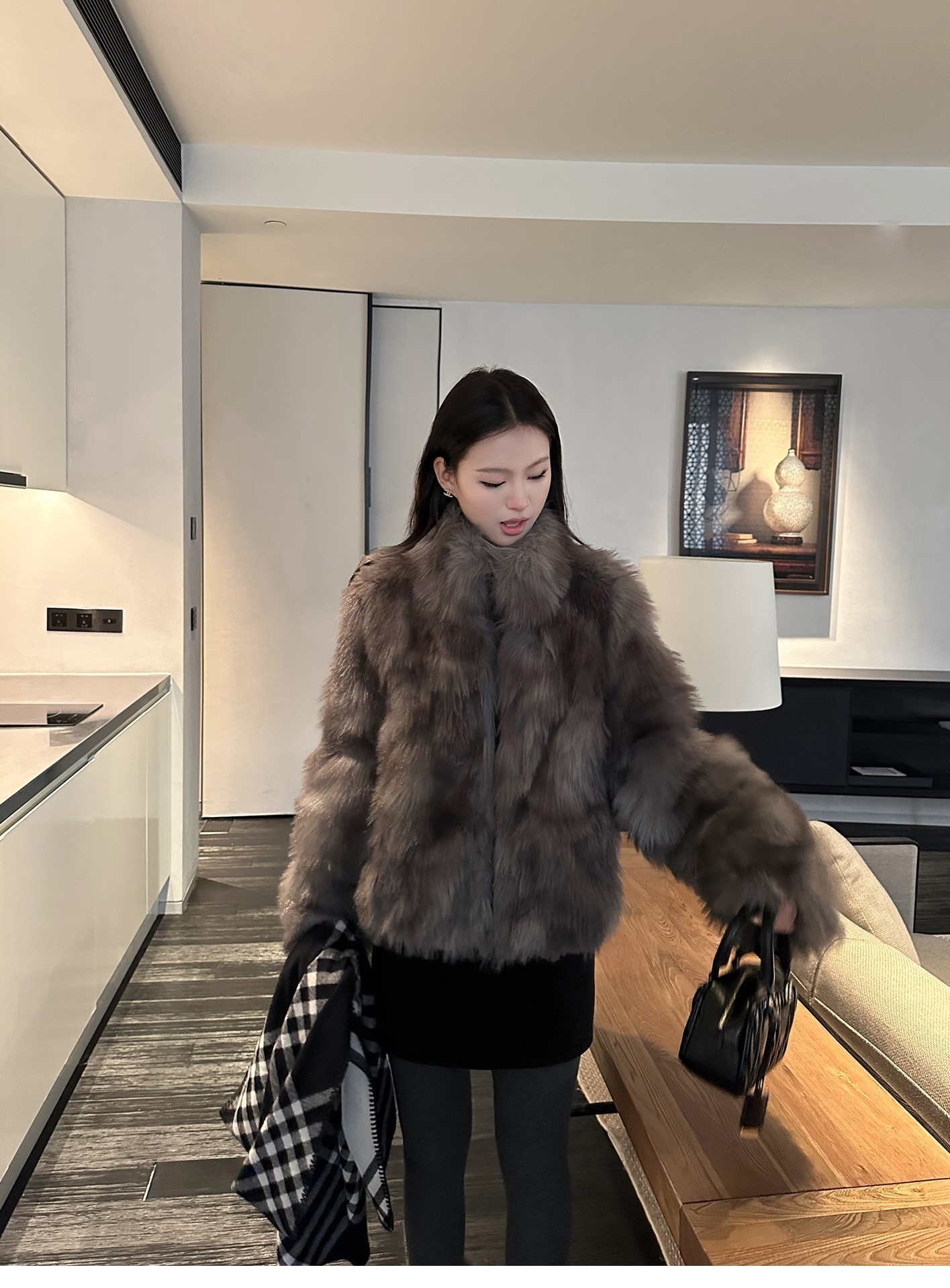 Short Faux Mink Coat Winter Brown Faux Fur Coat Woman Clothing Loose Fluffy Faux Fur Jacket Woman Fur Coats Tops 251008