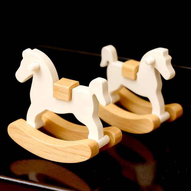 Mini Wooden Ornament Creative DIY Wood Craft Rocking Horse Desktop & Decoration Home Christmas Birthday Party Gifts