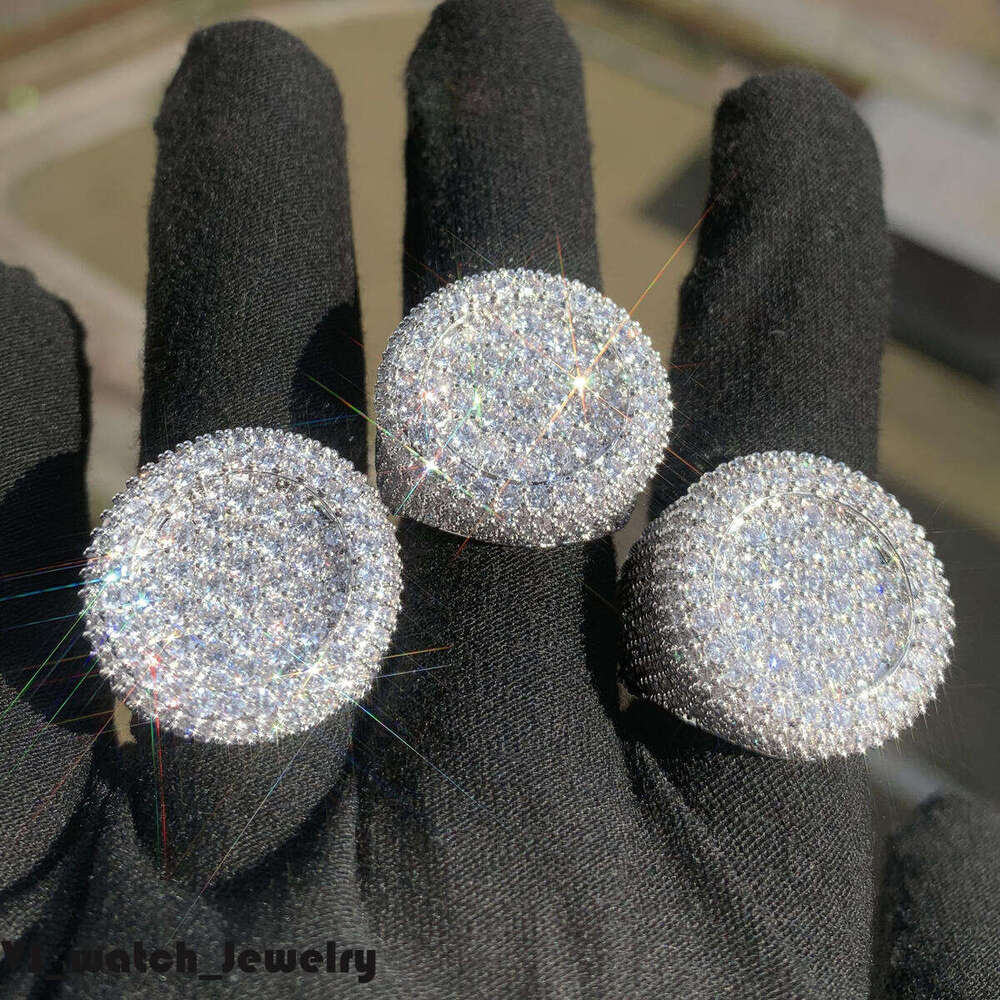 hip-hop luxury design Iced Out Hip Hop VVS Moissanite Sterling Silver Rings Men's Diamond Jewelry Ring