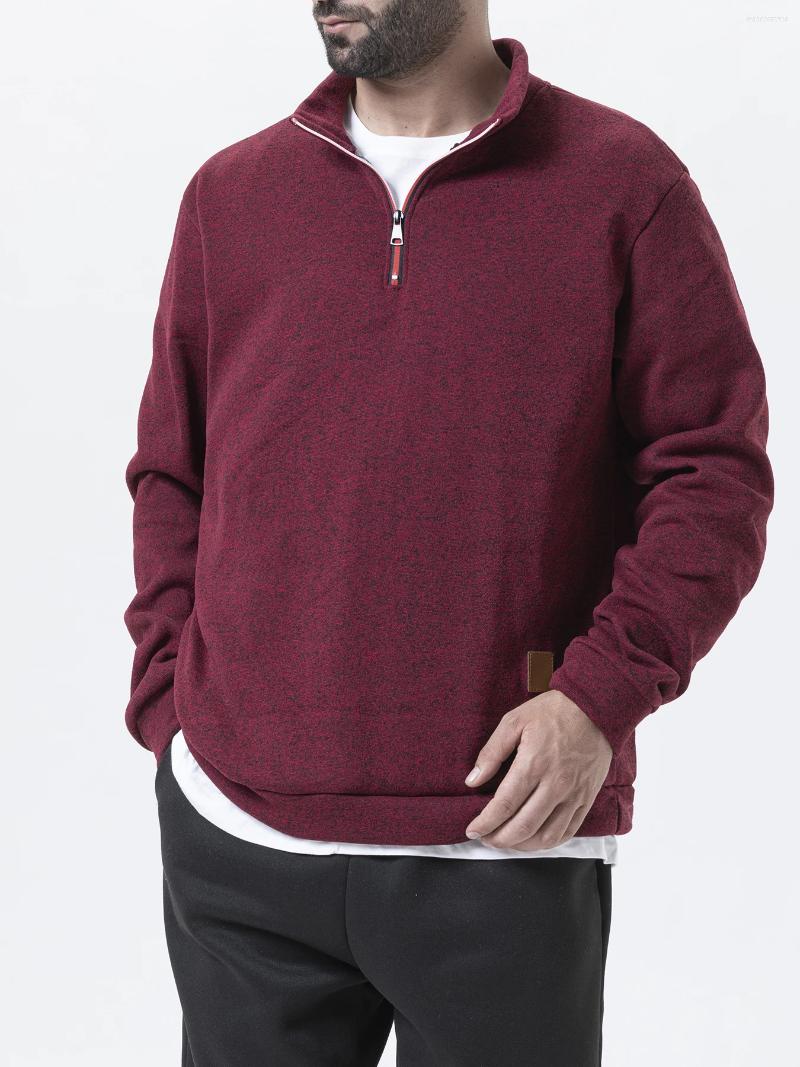 Men's Hoodies Men Sweatshirts Autumn Thicker Pullover Half Zipper Male Winter Solid Color Turtleneck Sweater Hoody Outdoor Sweatshirt
