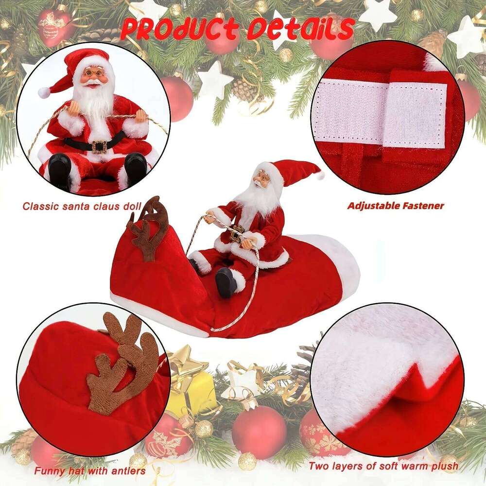 Famous brand Santa Claus Riding Dog Costume Christmas Pet Clothes Cosplay Party Dressing Up Cats Outfit for Small Medium Large Dogs pupakaIK