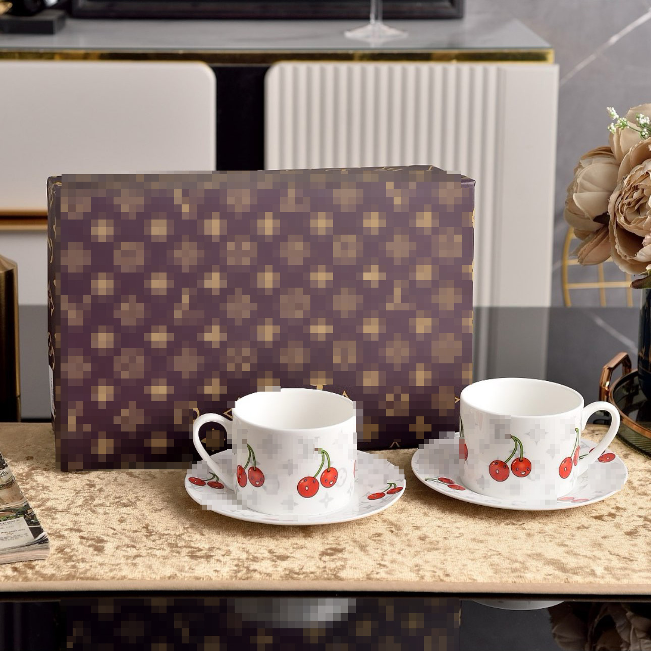 Charming Ceramic Double Coffee Mug Set - Perfect for Couples & Coffee Lovers, Exceptional Design & Premium Quality