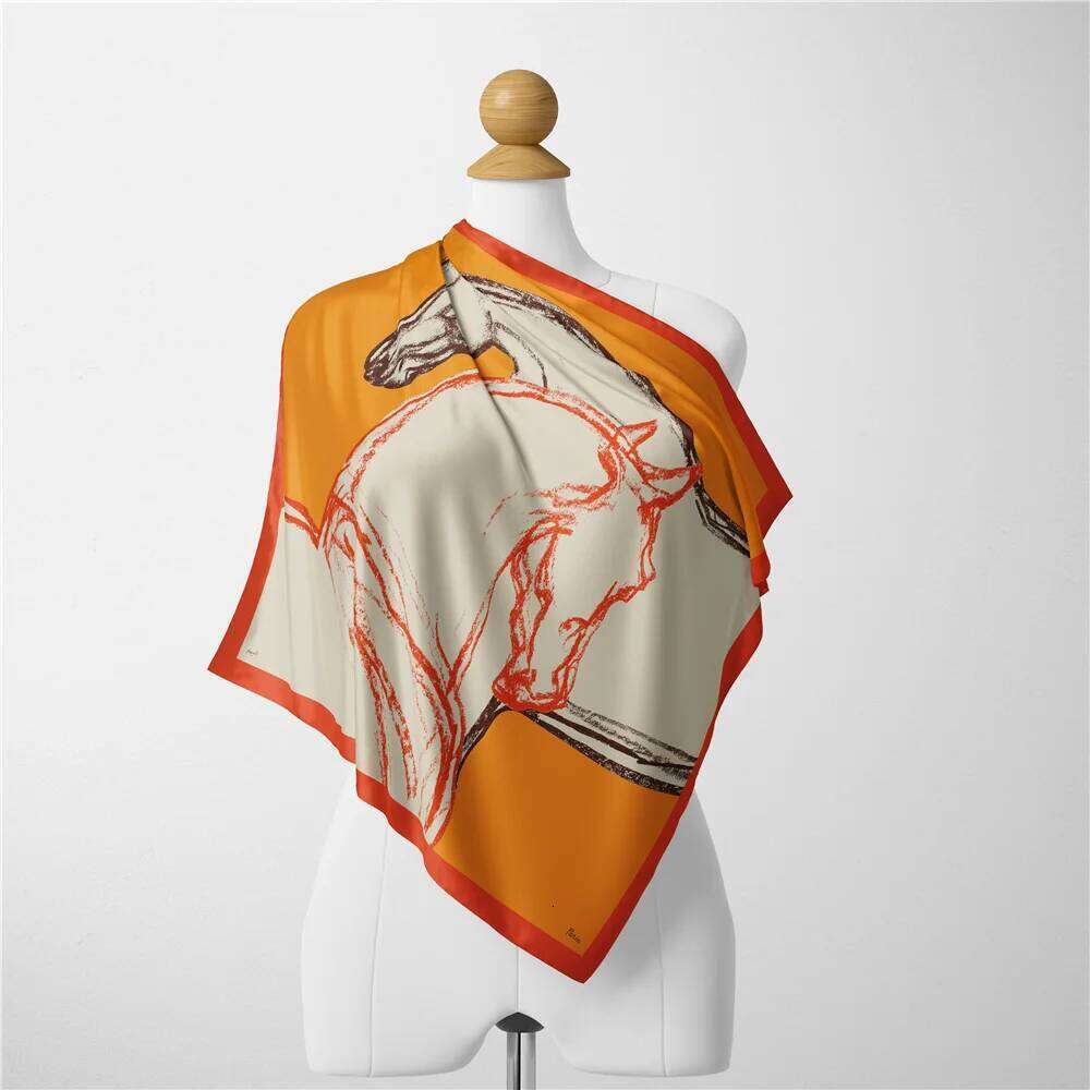 Women's diagonal scarf, horse drawn square scarf, wrapped headscarf, small headscarf, covered blanket, silk scarf, tie, headscarf, 53CM