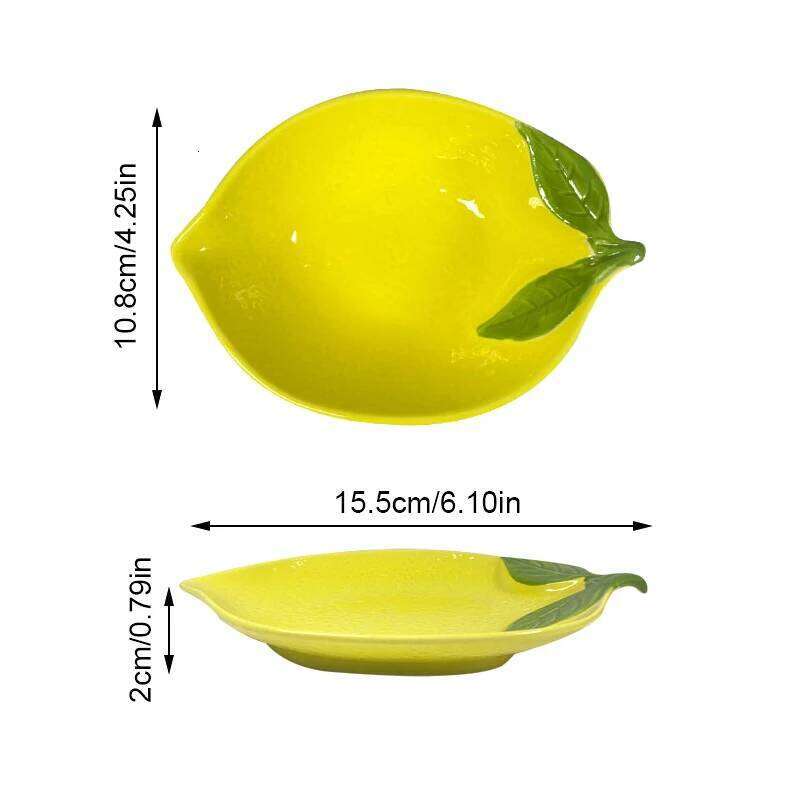Creative Cartoon Lemon Shaped Ceramic Salad Soup Bowl Family Fruit Snack Plate Kitchen Utensils Accessories Dessert Dish