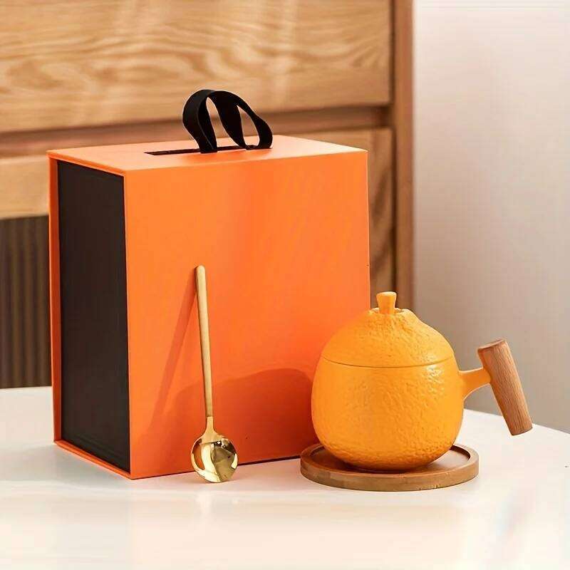 Orange Design Ceramic Coffee Cup Large Capacity Cute Mugs Attractive Appearance Tea Cups for Daily Use