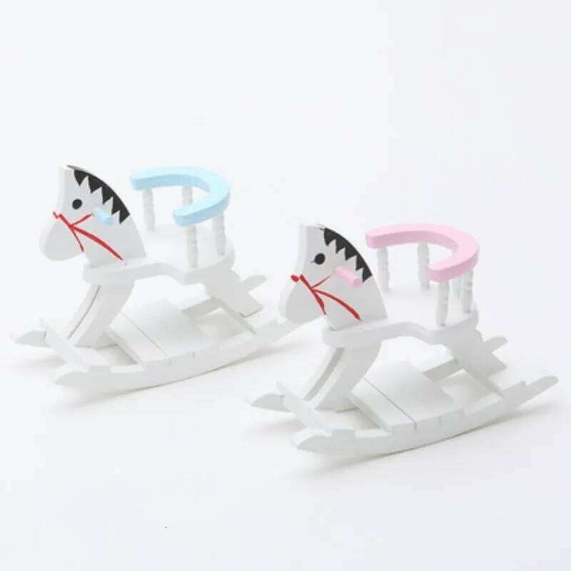 Household Children's Toy House Accessories Mini Wooden Rocking Chair Living Room Dining Bedroom Decoration Ornaments For Pretend Play And Micro S