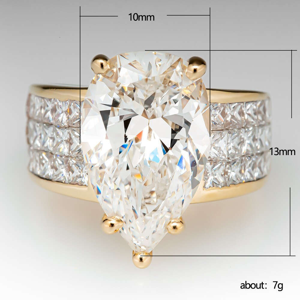 Teardrop Pear-Shaped Zirconia Ring, Minimalist Square Diamond Ring New Designer Rings for Women Her Gift