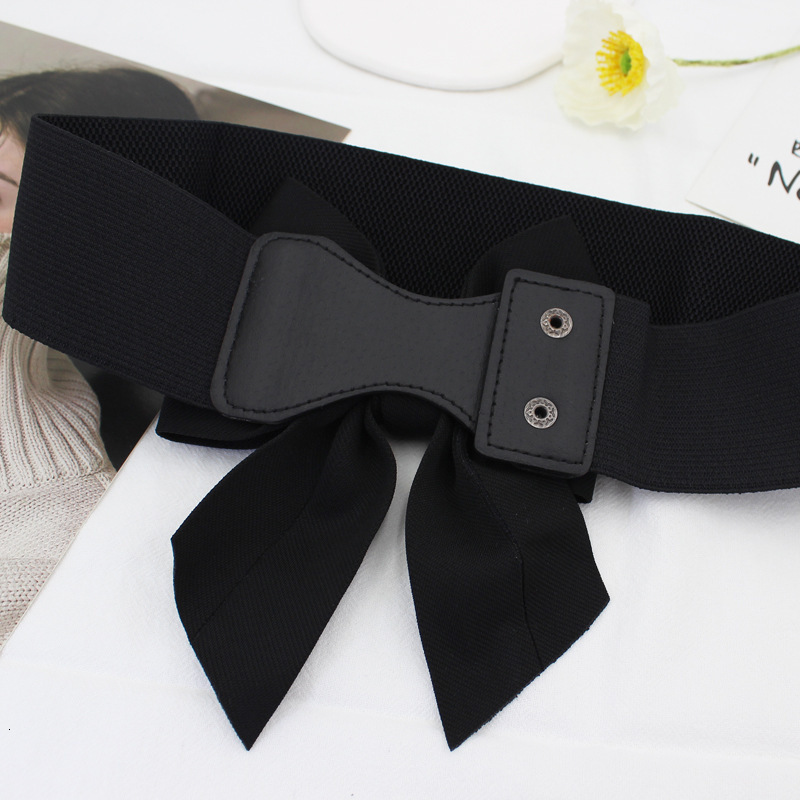 Luxury Brand Designer Belt Women's Dress Decorative Cotton Fabric Wide Waistband Three-Dimensional Big Bow Sweet Elastic Waist Cincher Three Size