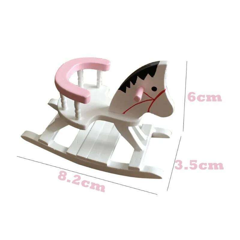 Household Children's Toy House Accessories Mini Wooden Rocking Chair Living Room Dining Bedroom Decoration Ornaments For Pretend Play And Micro S