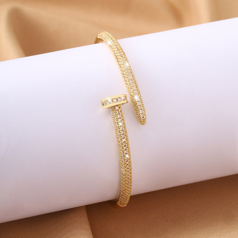 New Light Micro Luxury Inlaid Zircon Super Shiny Nail Open Hot Sale Fashionable Versatile Bracelet