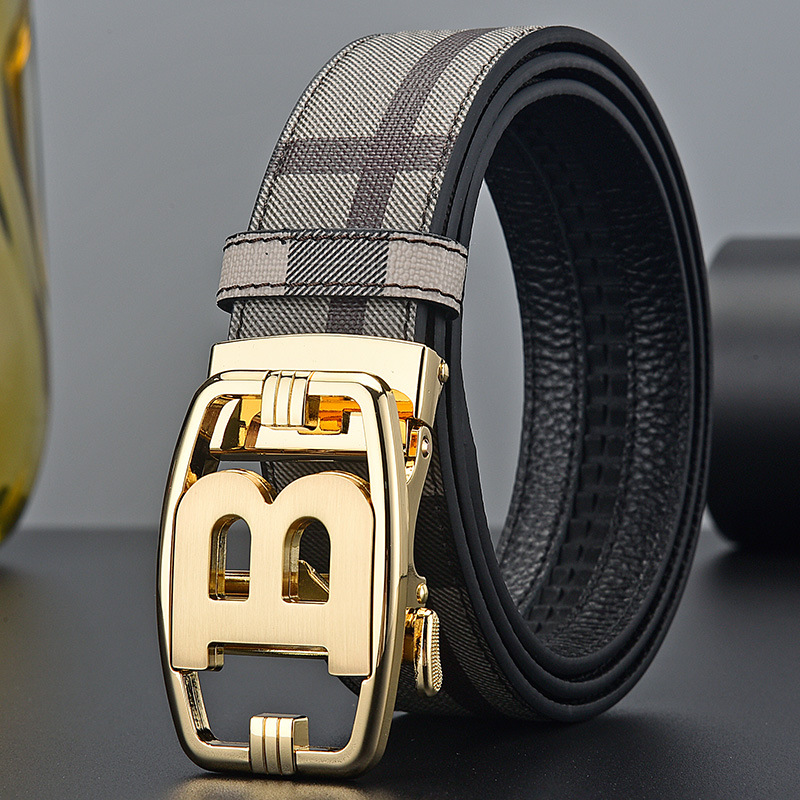 2025 New Style Men's Leather Belt for Trendy Young People - Casual and High-end Feeling, Genuine Leather, Automatic Buckle, Dress Pants BeltXJ250