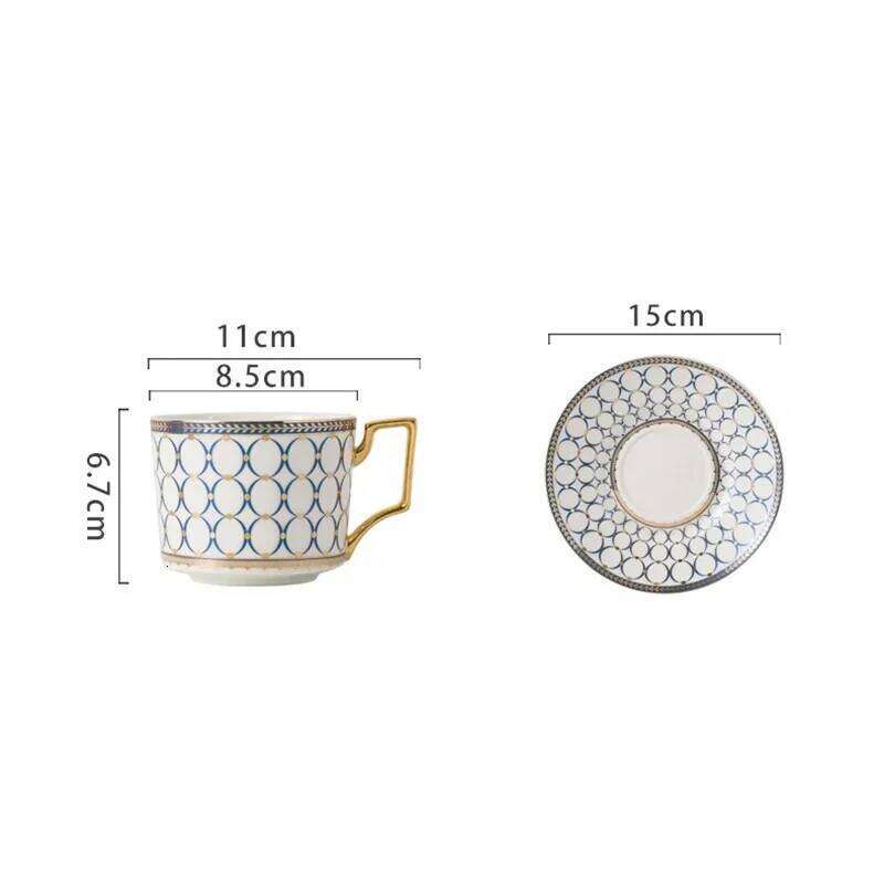 European Style Bone China Tea Set Luxury Porcelain Gold Trim Coffee Cups Mugs Drinking Utensils for Home Cafe Office Afternoon Tea Elegant Tableware G